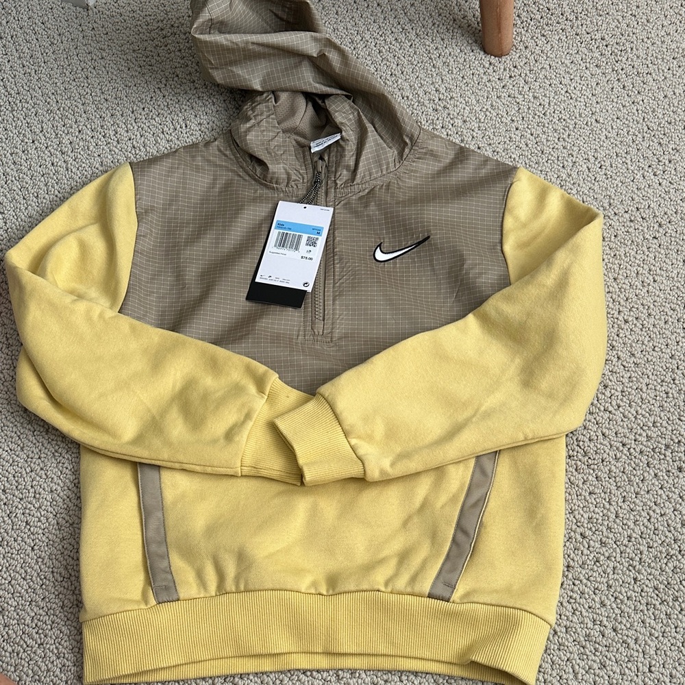 Nike Yellow and Brown Half-Zip Hoodie